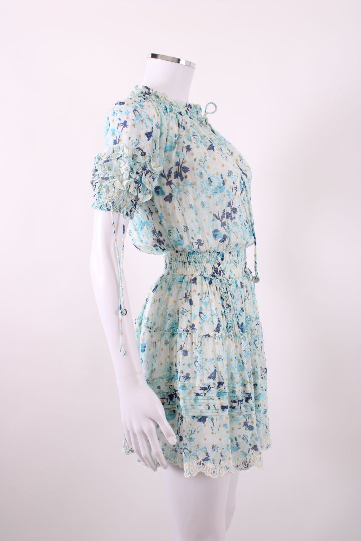 Hemant & Nandita S/S Floral Shimmer Dress Blue/ Gold XS | Default Title, Multicoloured