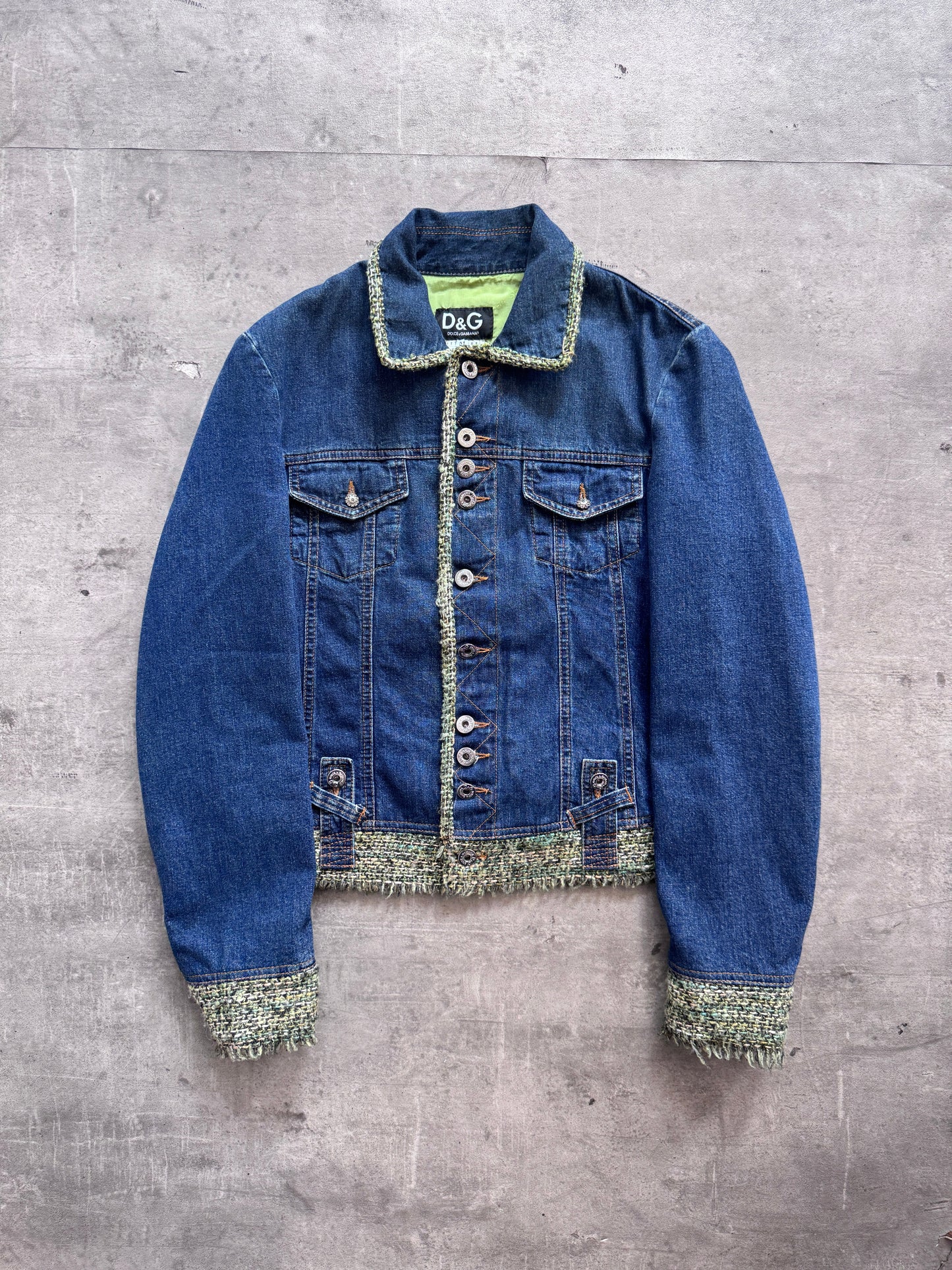 Dolce and Gabbana Trim Detail Denim Jacket | Small, Multicoloured