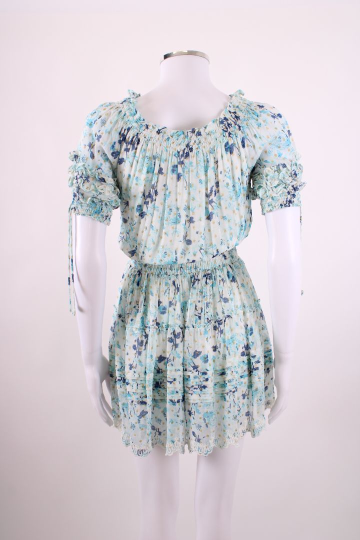 Hemant & Nandita S/S Floral Shimmer Dress Blue/ Gold XS | Default Title, Multicoloured