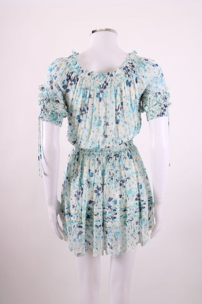 Hemant & Nandita S/S Floral Shimmer Dress Blue/ Gold XS | Default Title, Multicoloured