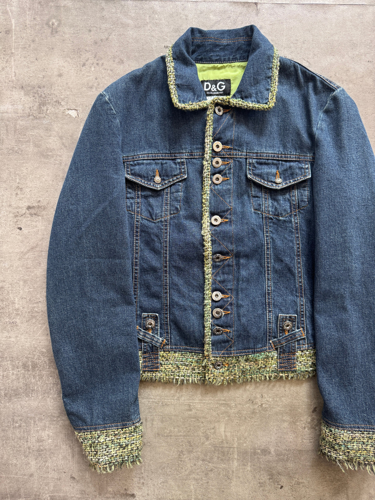 Dolce and Gabbana Trim Detail Denim Jacket | Small, Multicoloured