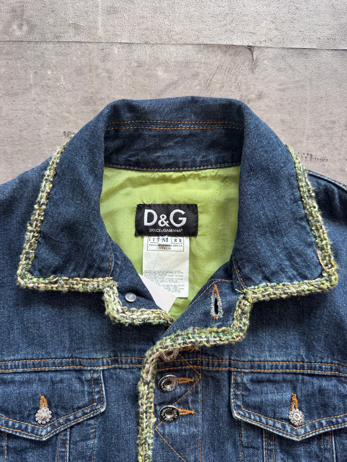 Dolce and Gabbana Trim Detail Denim Jacket | Small, Multicoloured