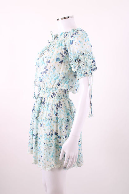 Hemant & Nandita S/S Floral Shimmer Dress Blue/ Gold XS | Default Title, Multicoloured