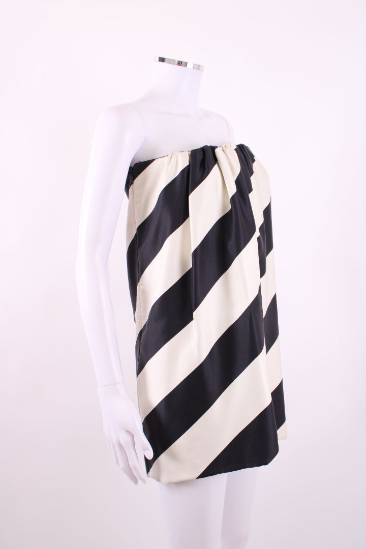 Saint Laurent Silk Bandeau Mini Dress Black & White 38 | Default Title, Black