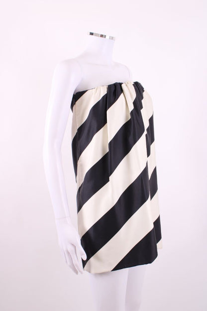 Saint Laurent Silk Bandeau Mini Dress Black & White 38 | Default Title, Black