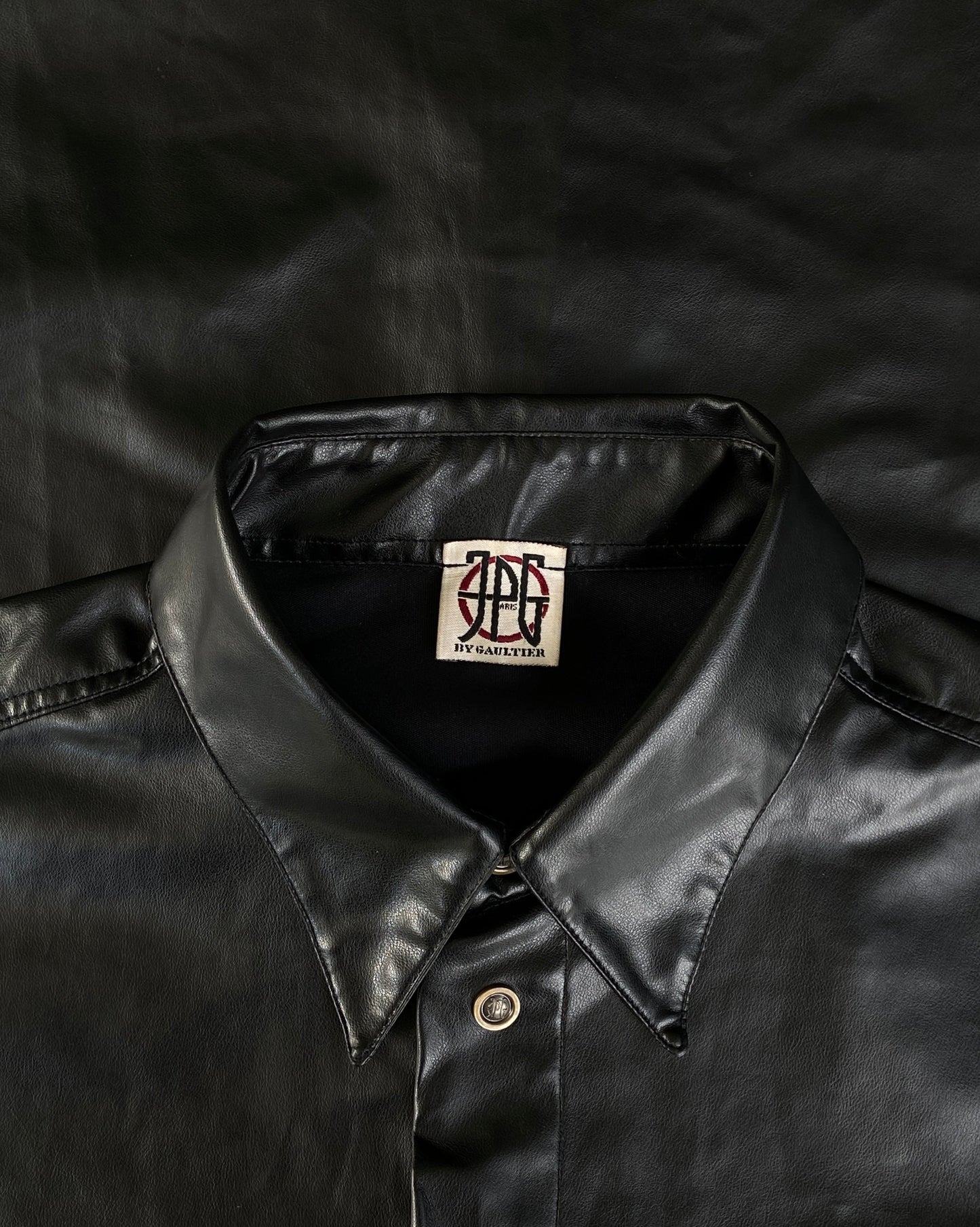 JEAN PAUL GAULTIER JPG 90'S FAUX LEATHER BUTTON UP SHIRT