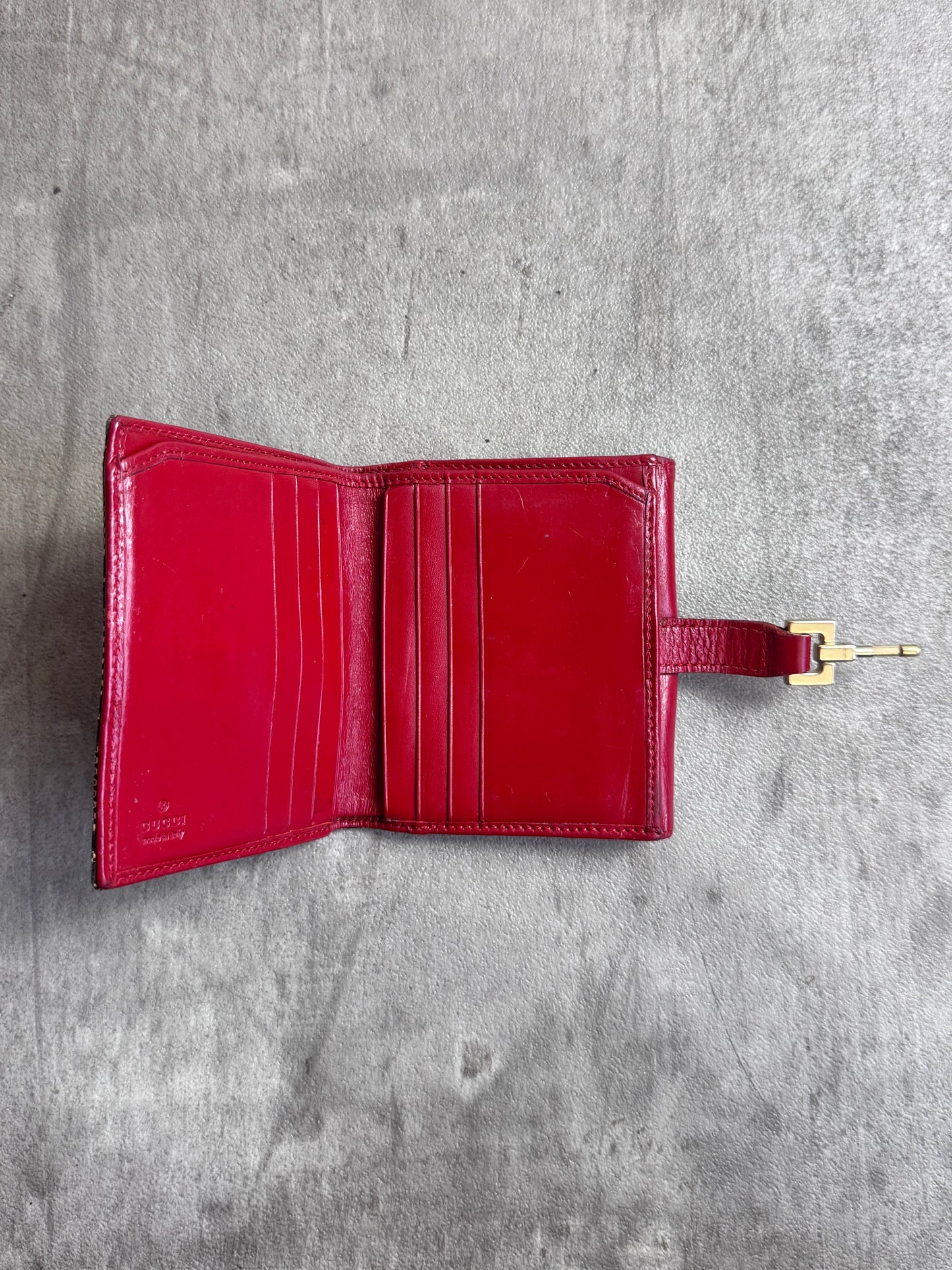 Gucci GG Supreme Red Leather Purse