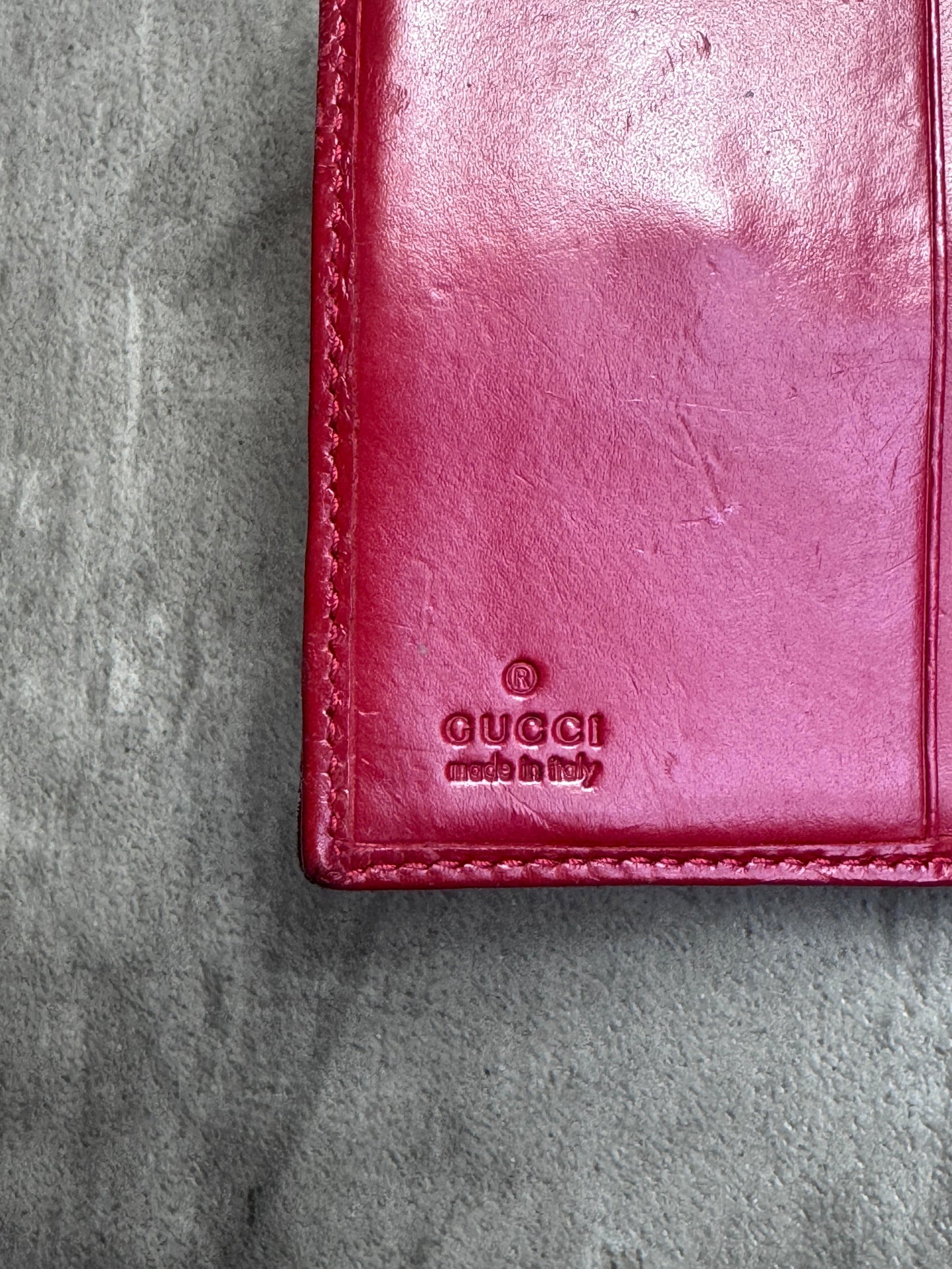 Gucci GG Supreme Red Leather Purse