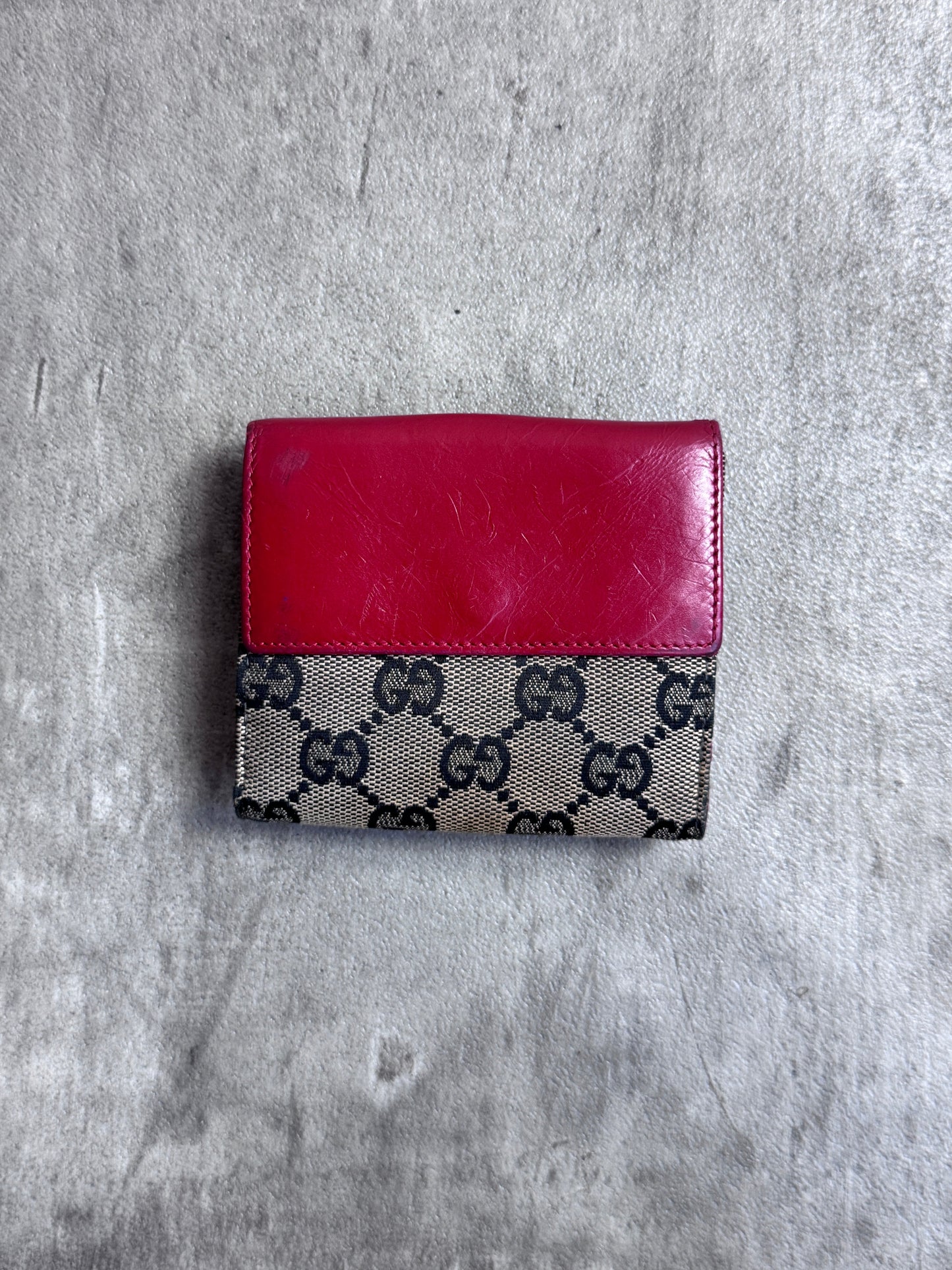 Gucci GG Supreme Red Leather Purse