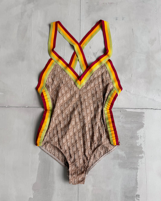 CHRISTIAN DIOR BY GALLIANO 2004 RASTA BODYSUIT SWIMSUIT - L