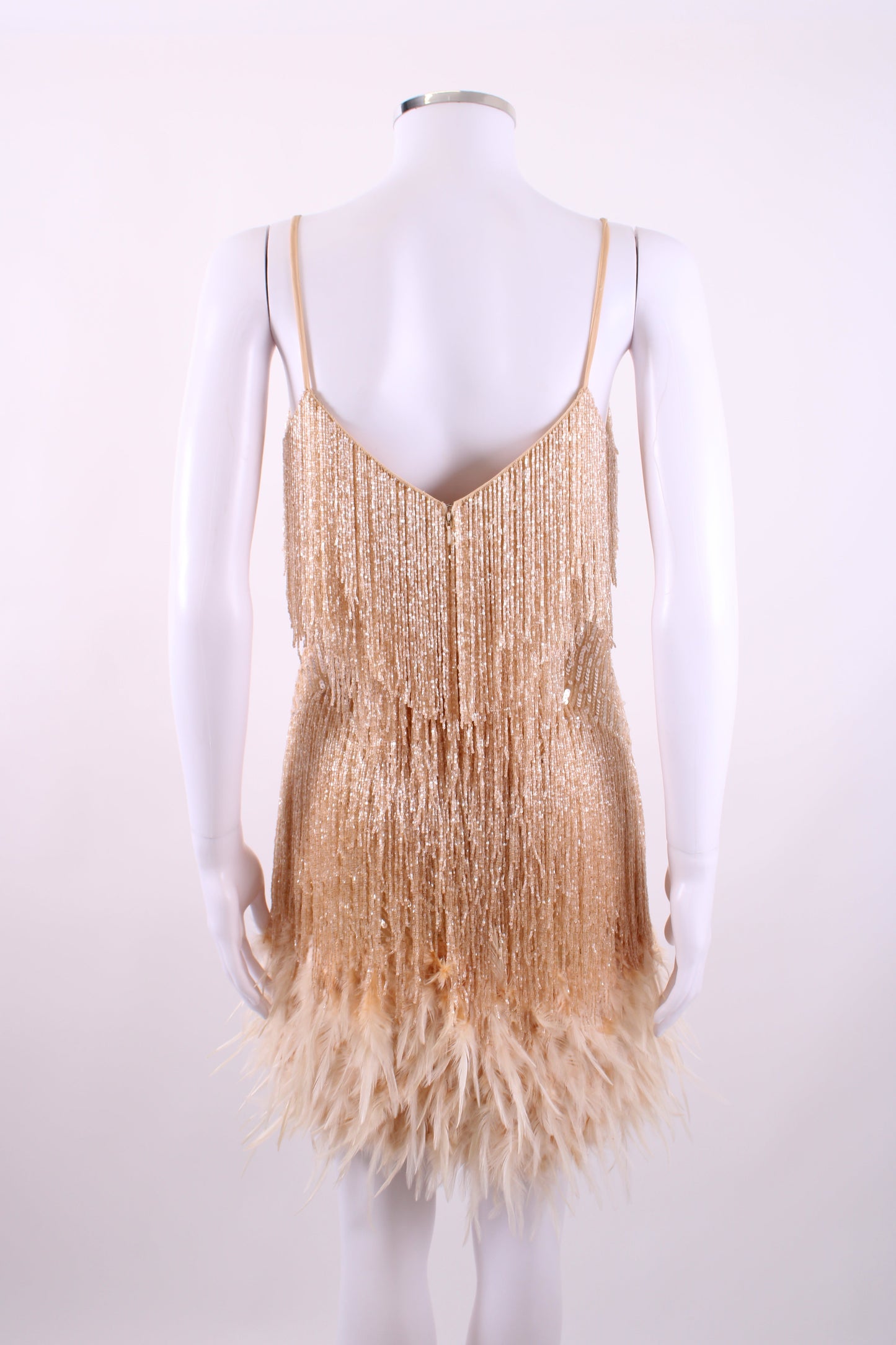 Nadine Merabi Dress feather/sequin Gold S/M | Default Title, Gold