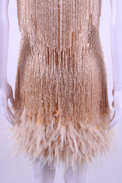 Nadine Merabi Dress feather/sequin Gold S/M | Default Title, Gold