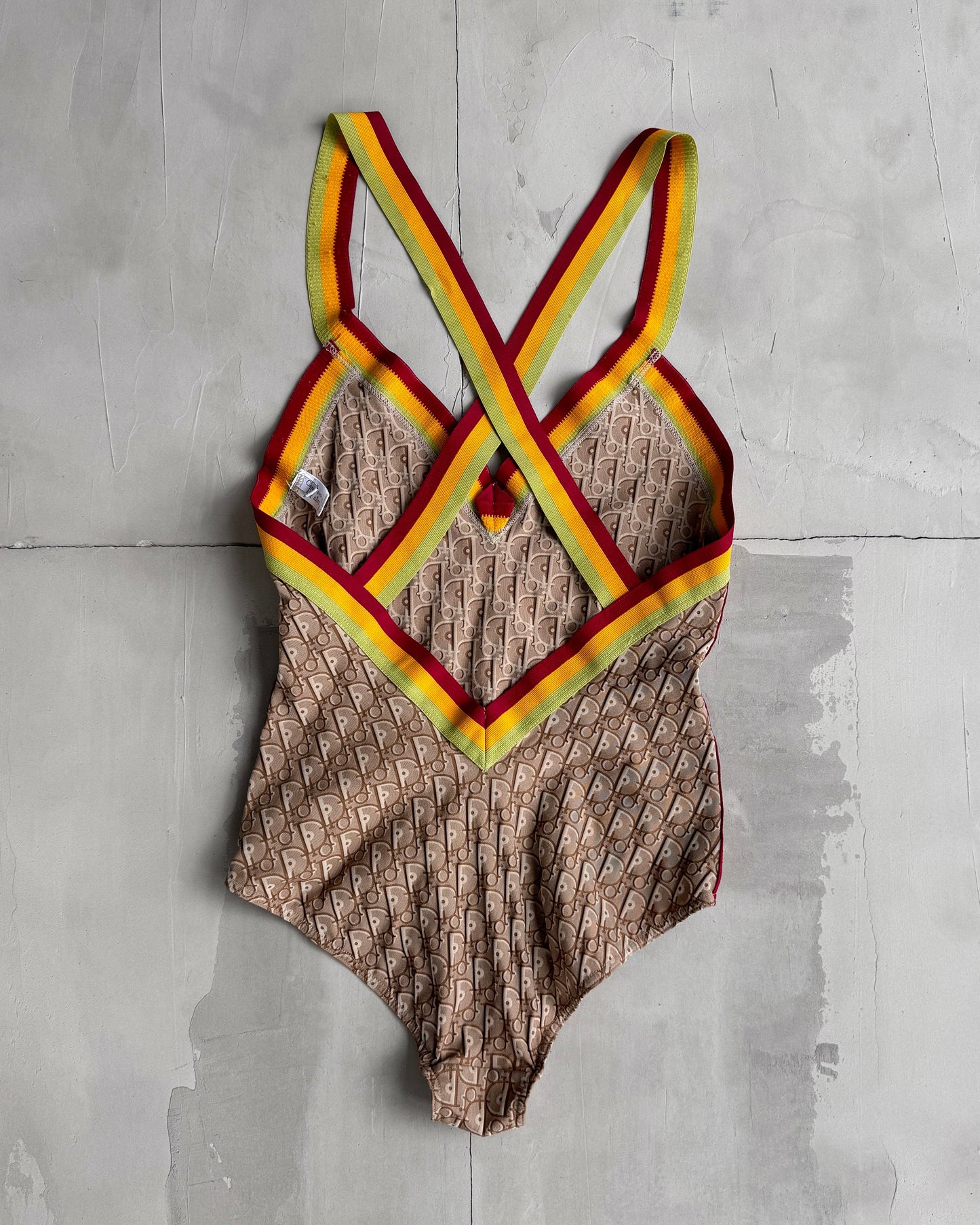 CHRISTIAN DIOR BY GALLIANO 2004 RASTA BODYSUIT SWIMSUIT - L | Large, Multicoloured