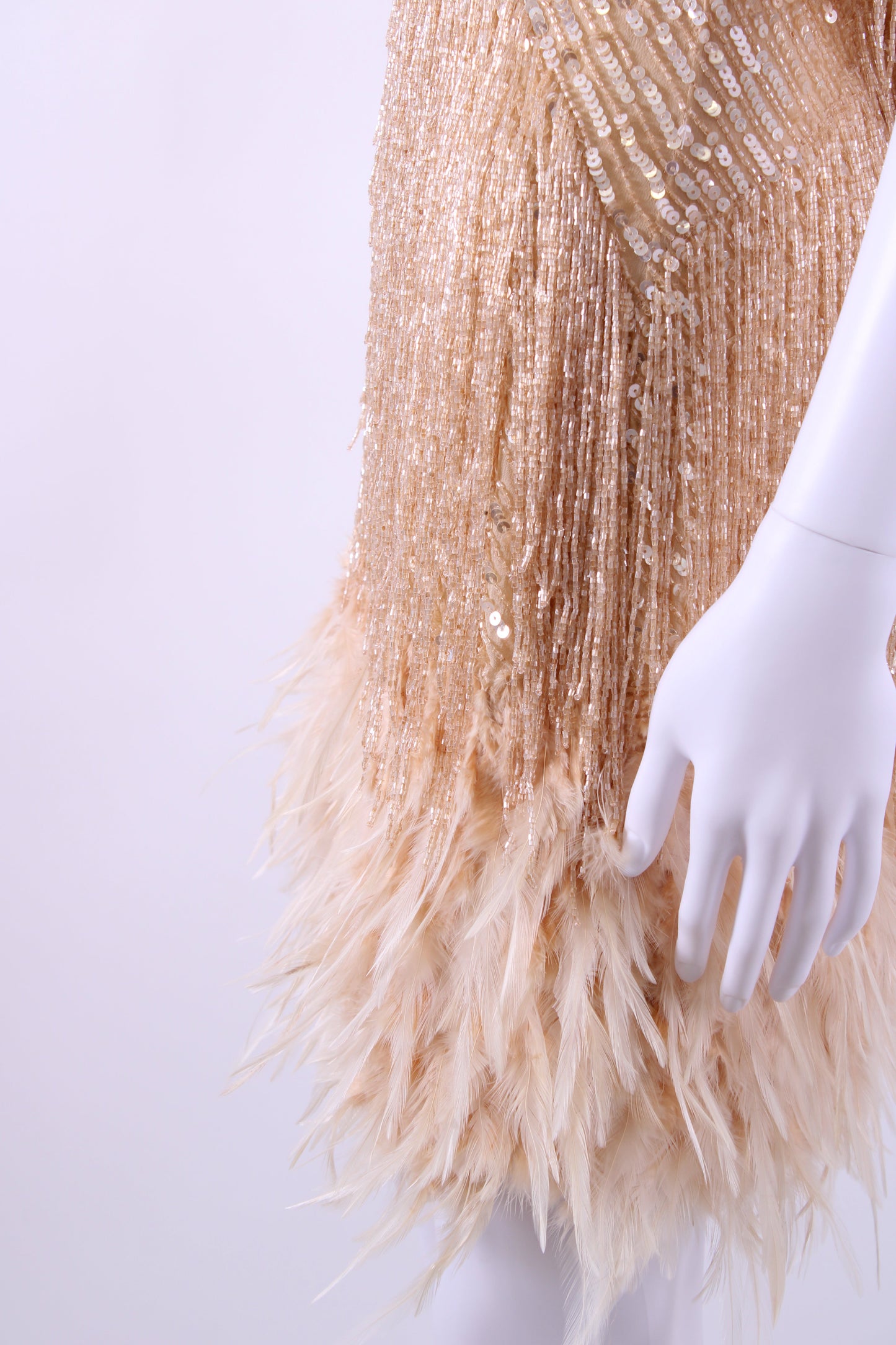Nadine Merabi Dress feather/sequin Gold S/M | Default Title, Gold