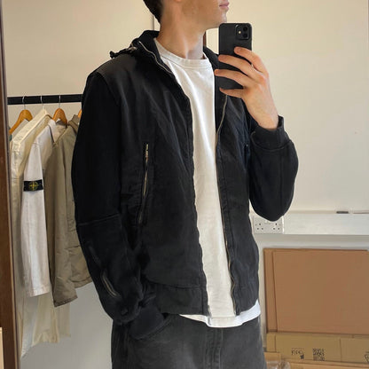 C.P. Company Black Cotton Jacket w/ Concealed Hood SS07 | X-Large, Black