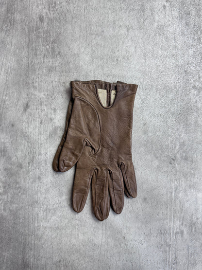 Christian Dior Brown Lambskin Leather Gloves