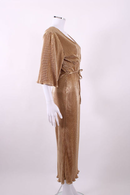 Never Fully Dressed Plisse Midi Dress Gold S | Default Title, Gold