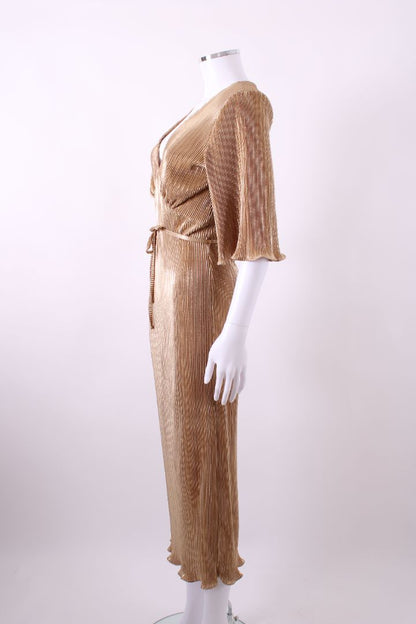 Never Fully Dressed Plisse Midi Dress Gold S | Default Title, Gold