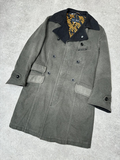 Armani Jeans Double-Breasted Military Style Wool Coat