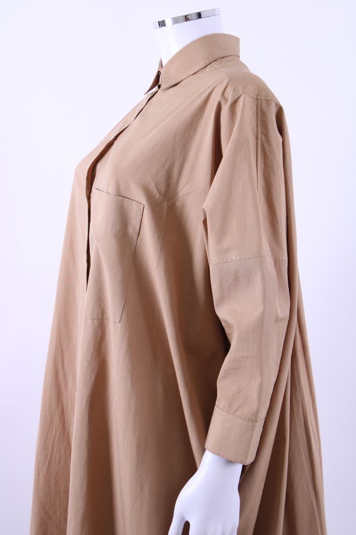 Jil Sander L/S Pleat Back Shirt Dress Beige 8 | Default Title, Beige