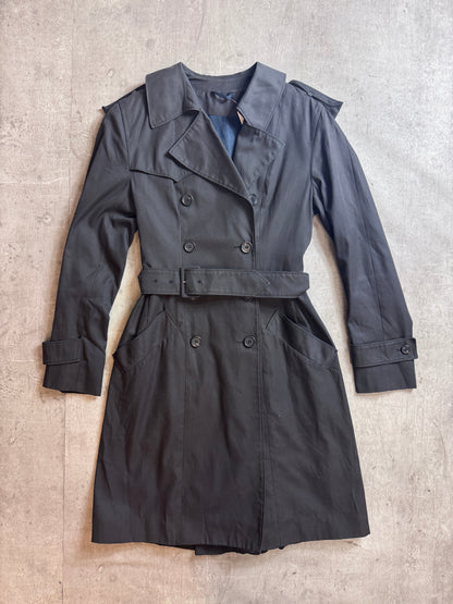 Prada Silk Lined Navy Double Breasted Trench Coat