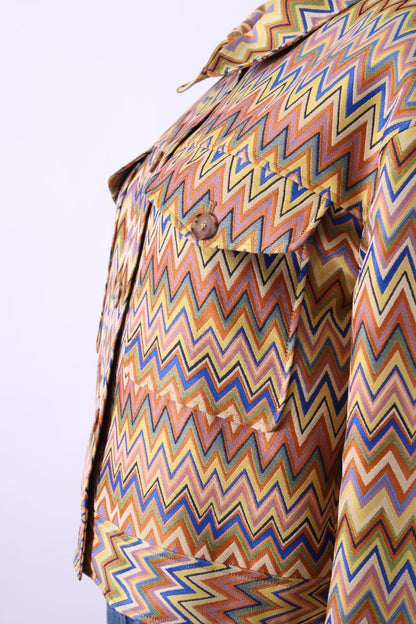 Sezane Zig Zag Jacket Yellow/ Blue 8 | Default Title, Multicoloured