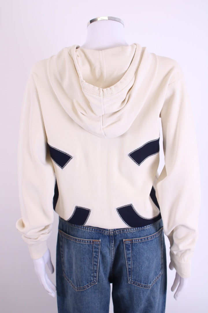 Chanel 2018 XL Logo Hoodie Cream/Navy 38 | O/S, Cream