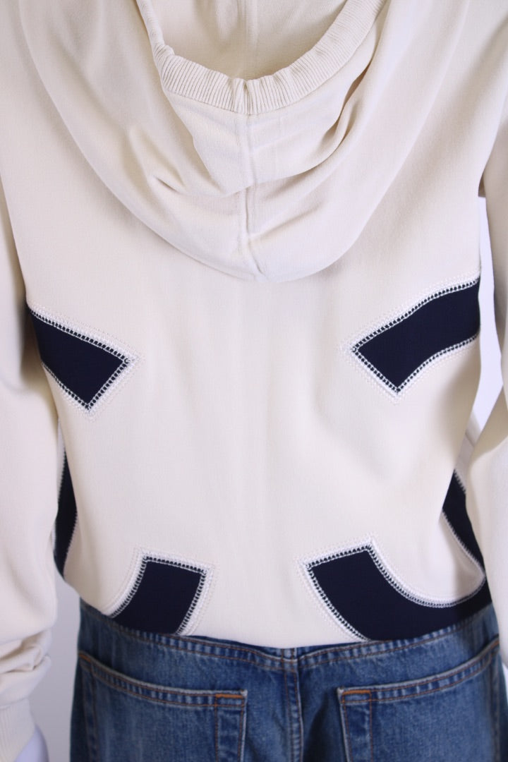 Chanel 2018 XL Logo Hoodie Cream/Navy 38 | O/S, Cream