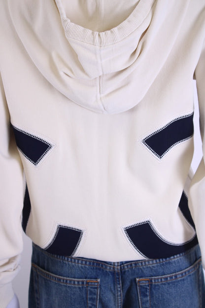 Chanel 2018 XL Logo Hoodie Cream/Navy 38 | O/S, Cream