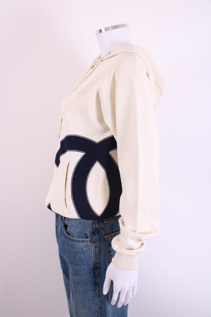Chanel 2018 XL Logo Hoodie Cream/Navy 38 | Medium, Cream