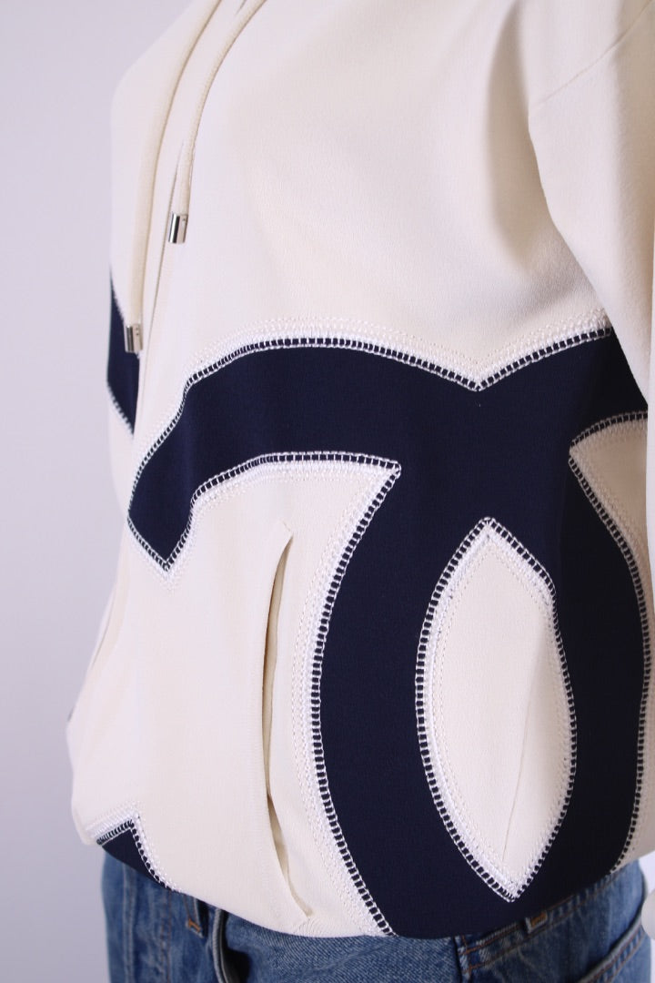 Chanel 2018 XL Logo Hoodie Cream/Navy 38 | Medium, Cream