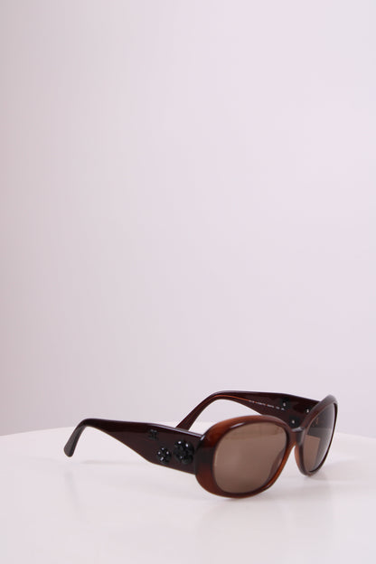 Chanel Camelia Flower Detail Sunglasses Brown | O/S, Brown