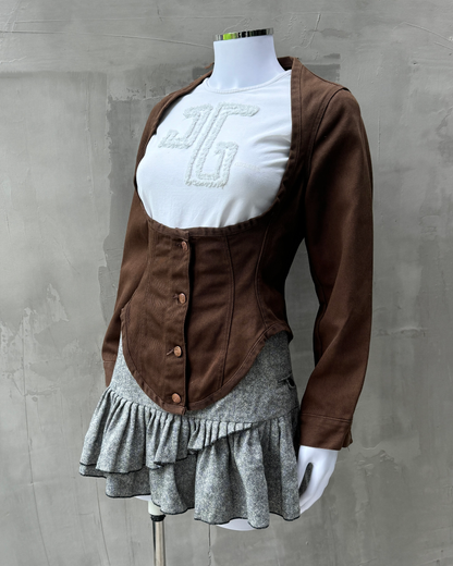 JUNIOR GAULTIER SS91 SCOOP NECK CORSET JACKET - M