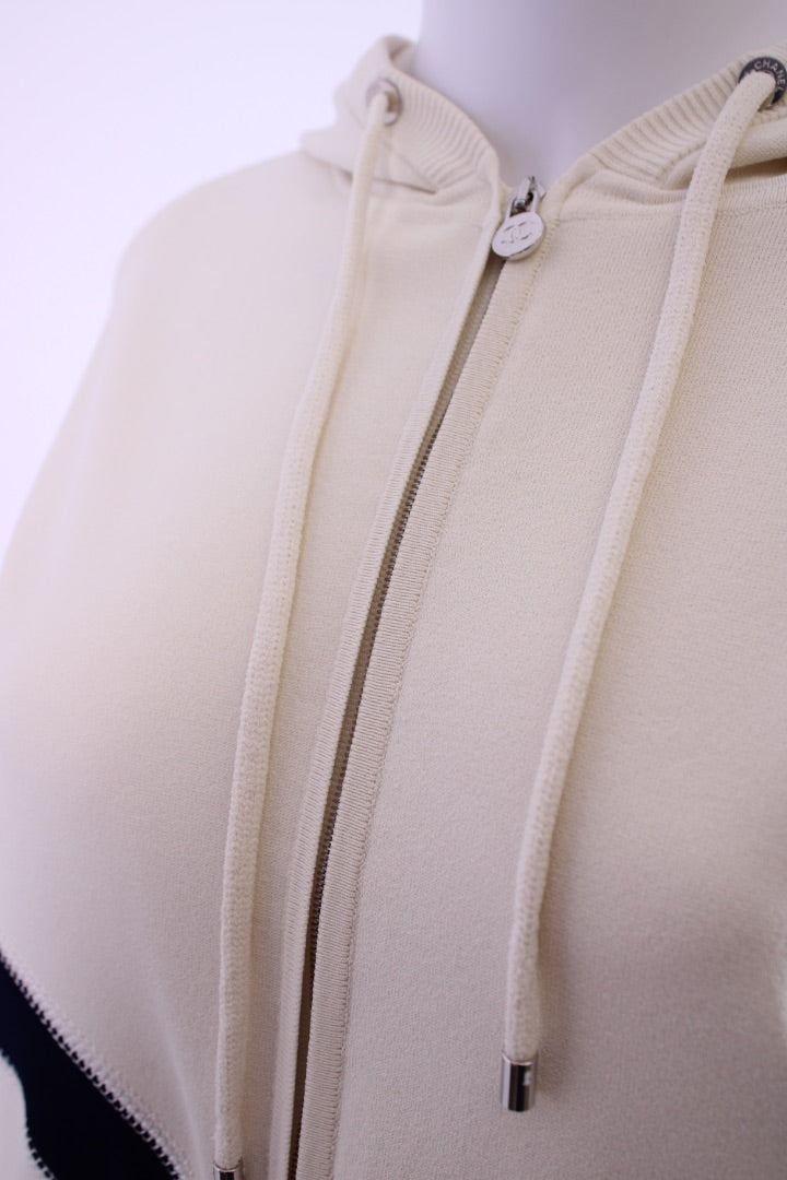 Chanel 2018 XL Logo Hoodie Cream/Navy 38 | O/S, Cream