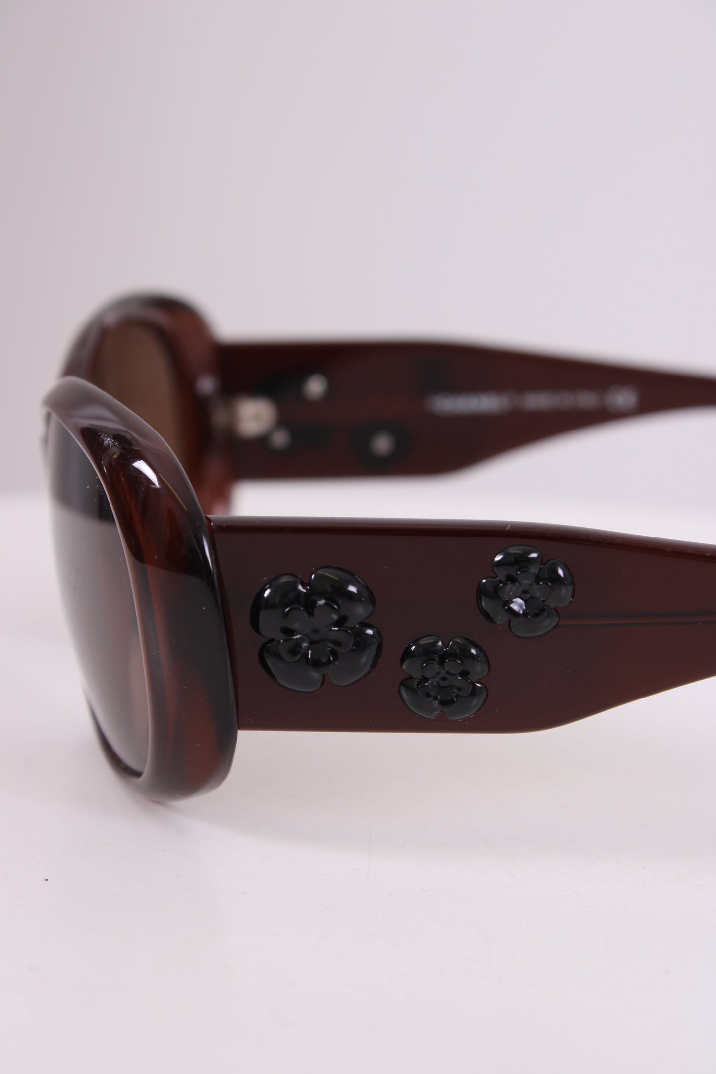 Chanel Camelia Flower Detail Sunglasses Brown | O/S, Brown