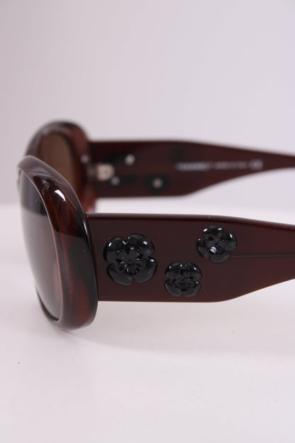 Chanel Camelia Flower Detail Sunglasses Brown | O/S, Brown