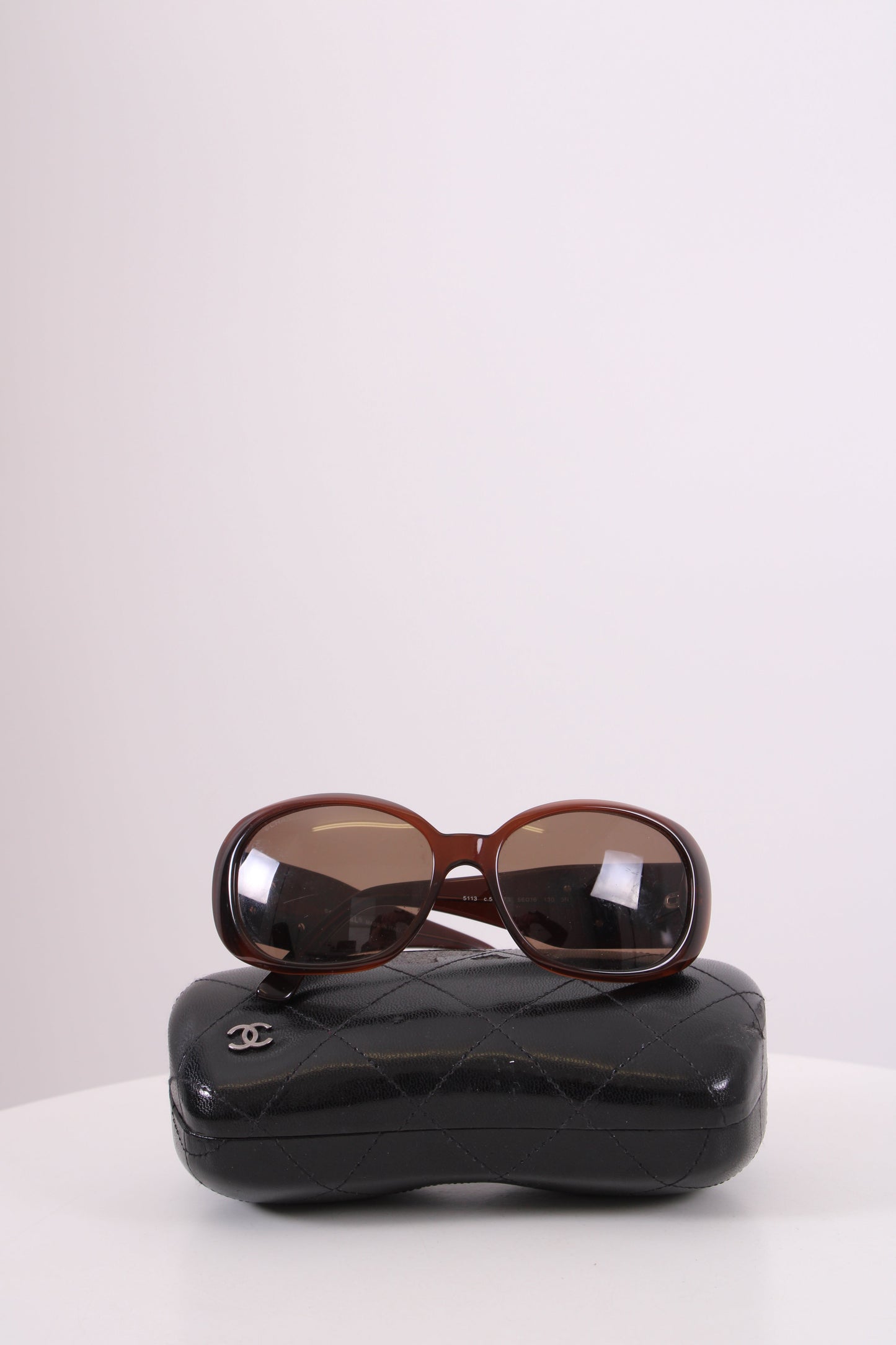 Chanel Camelia Flower Detail Sunglasses Brown | O/S, Brown