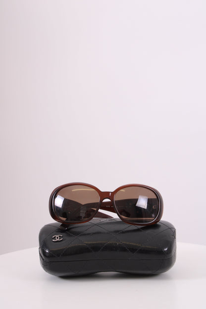 Chanel Camelia Flower Detail Sunglasses Brown | O/S, Brown
