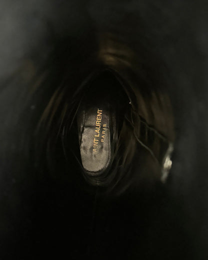 Yves Saint Laurent FW2014 Studded Black Leather Riding Boots - EU 40