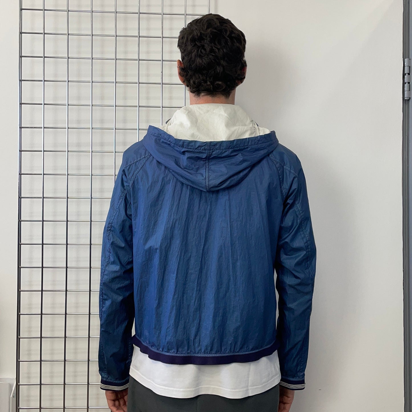 Stone Island Blue 00s Nylon Hooded Windbreaker Jacket | Large, Blue