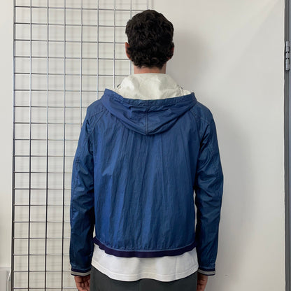Stone Island Blue 00s Nylon Hooded Windbreaker Jacket | Large, Blue
