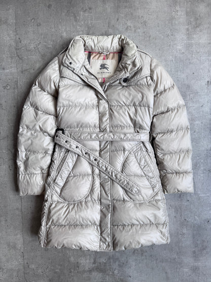 Burberry Belted Down Quilted Beige Puffer Jacket