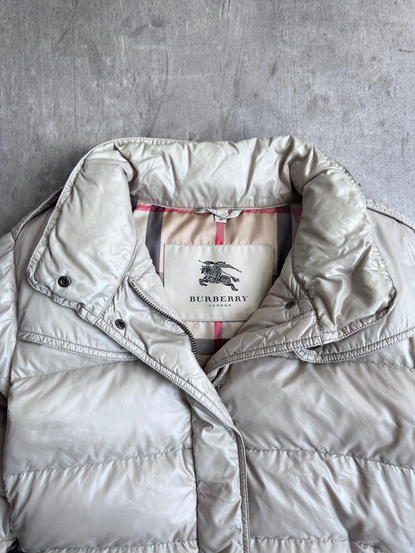 Burberry Belted Down Quilted Beige Puffer Jacket