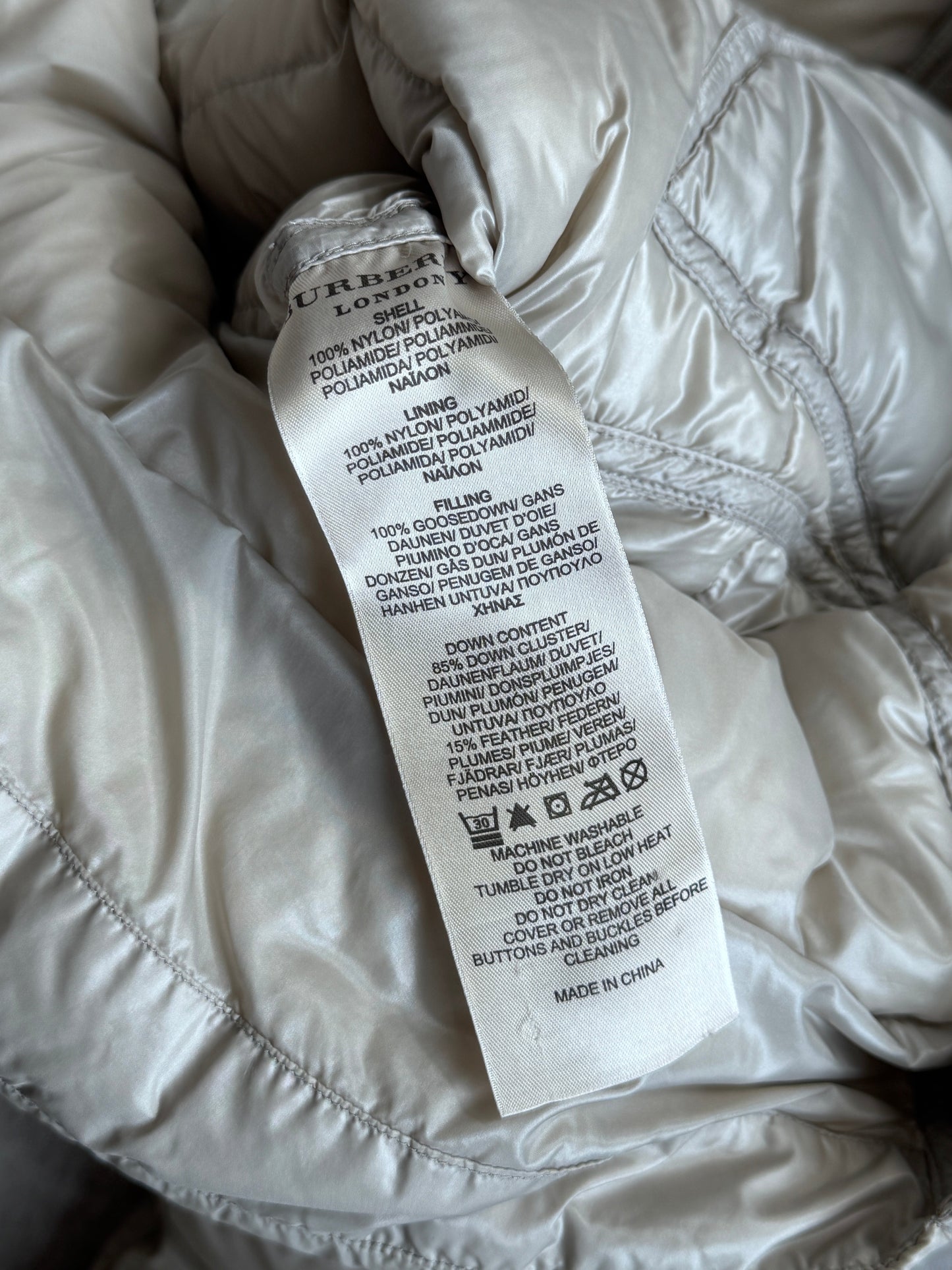 Burberry Belted Down Quilted Beige Puffer Jacket