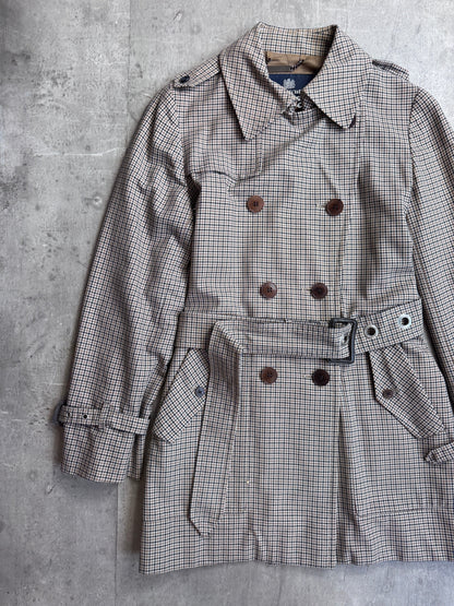 Aquasctum Club Check Double Breasted Short Trench Coat