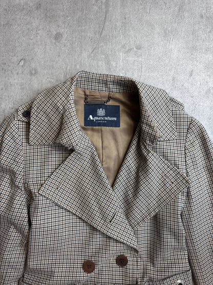Aquasctum Club Check Double Breasted Short Trench Coat