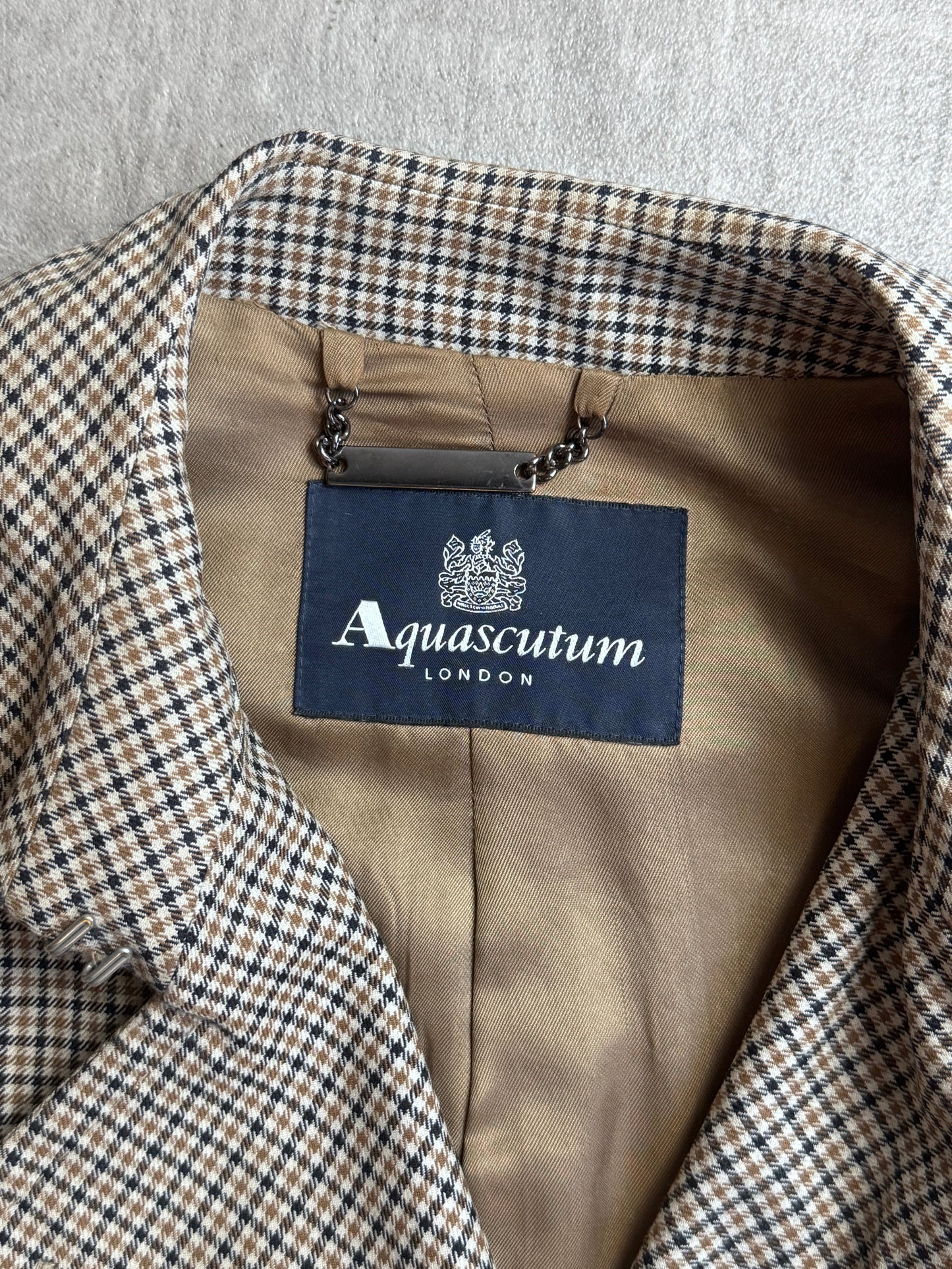 Aquasctum Club Check Double Breasted Short Trench Coat