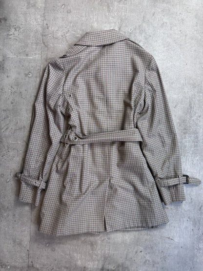 Aquasctum Club Check Double Breasted Short Trench Coat