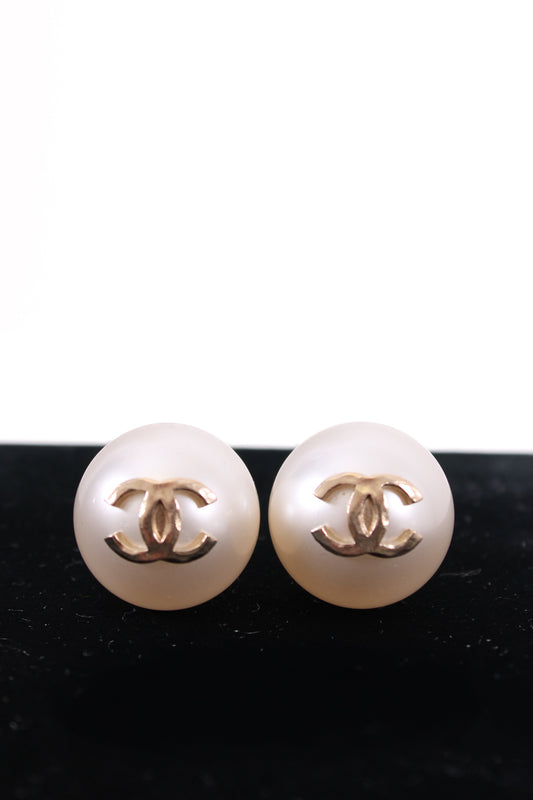 Chanel Faux Pearl Earrings Gold | Default Title, Gold