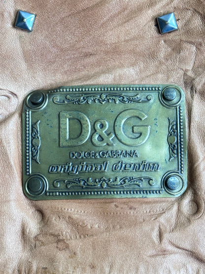 D&G Blanket Lined Distressed Leather Western Rider Jacket